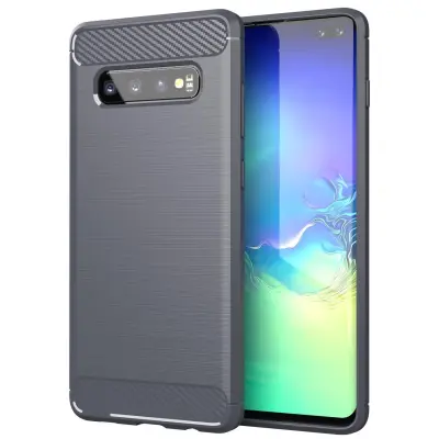 CADORABO Samsung v krtačenem sivem - zaščitnem pokrovu, narejen iz fleksibilnega silikona TPU v videzu iz nerjavečega jekla ogljika