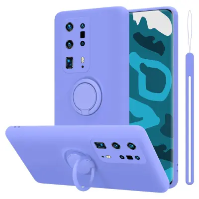 CADORABO Ohišje, združljiv s Huawei v tekoči lahki vijolični barvi - zaščitni pokrov iz fleksibilnega silikona TPU z obročem
