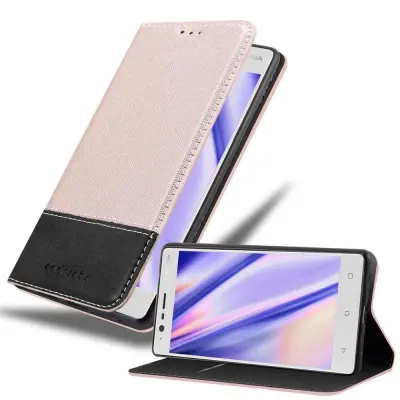 Cadorabo Case, združljiv z Nokia v rose Gold Black - zaščitni pokrov z magnetnim zapiranjem, stoječo funkcijo in režo za kartico