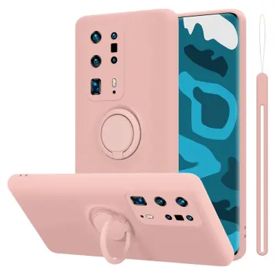 CADORABO Ohišje, združljiv s Huawei v tekoči roza barvi - zaščitni pokrov iz fleksibilnega silikona TPU z obročem