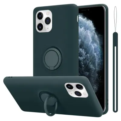 CADORABO Ohišje, združljiv z Apple v tekoči zeleni barvi - zaščitni pokrov iz fleksibilnega silikona TPU z obročem