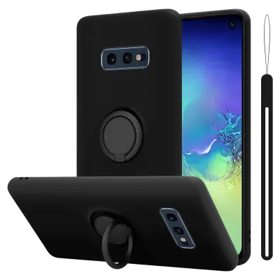 CADORABO Ohišje, združljiv s Samsungom v tekoči črni barvi - zaščitni pokrov iz fleksibilnega silikona TPU z obročem
