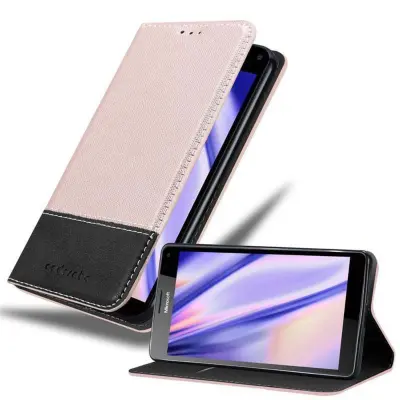 Cadorabo Case, združljiv z Nokia v rose Gold Black - zaščitni pokrov z magnetnim zapiranjem, stoječo funkcijo in režo za kartico