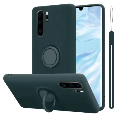 CADORABO Ohišje, združljiv s Huawei v tekoči zeleni barvi - zaščitni pokrov iz fleksibilnega silikona TPU z obročem