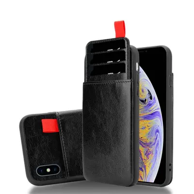 CADORABO Apple v Ebony Black - Zaščitni pokrov iz silikona TPU in imitacijsko usnjeno pokrov, z režami za predal in izvlečeno kartico