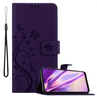 CADORABO Motorola temno vijolična - zaščitni pokrov v oblikovanju cvetja z magnetnim zapiranjem, stoječimi funkcijami in režami za kartice