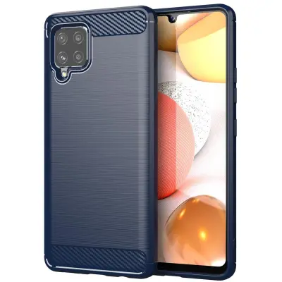 CADORABO Samsung v brušenem modrem - zaščitnem pokrovu, narejen iz fleksibilnega silikona TPU v videzu iz nerjavečega jekla ogljika