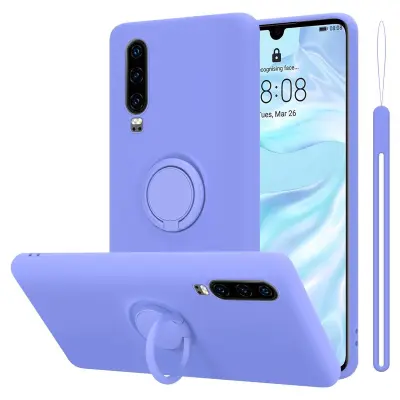 CADORABO Ohišje, združljiv s Huawei v tekoči lahki vijolični barvi - zaščitni pokrov iz fleksibilnega silikona TPU z obročem