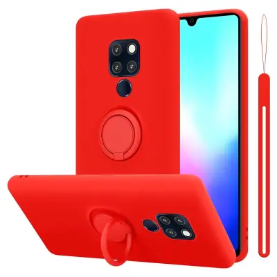 CADORABO Ohišje, združljiv s Huawei v tekoči rdeči barvi - zaščitni pokrov iz fleksibilnega silikona TPU z obročem