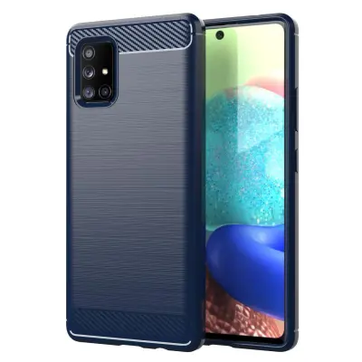 CADORABO Samsung v brušenem modrem - zaščitnem pokrovu, narejen iz fleksibilnega silikona TPU v videzu iz nerjavečega jekla ogljika