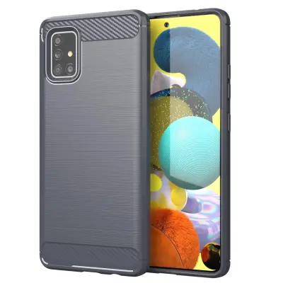 CADORABO Samsung v krtačenem sivem - zaščitnem pokrovu, narejen iz fleksibilnega silikona TPU v videzu iz nerjavečega jekla ogljika