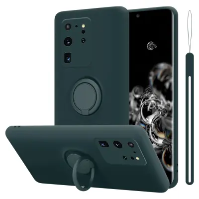CADORABO Ohišje, združljiv s Samsungom v tekoči zeleni barvi - zaščitni pokrov iz fleksibilnega silikona TPU z obročem
