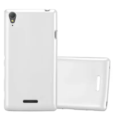 Cadorabo Case, združljiv s Sonyjem v kovinskem srebru - zaščitni pokrov, narejen iz fleksibilnega silikona TPU