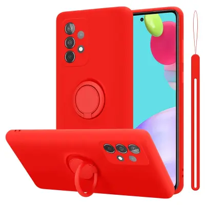 CADORABO Ohišje, združljiv s Samsungom v tekoči rdeči barvi - zaščitni pokrov, narejen iz fleksibilnega silikona TPU z obročem