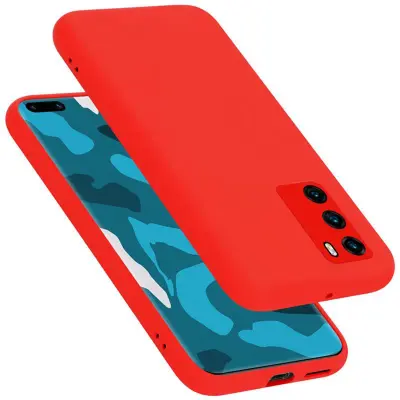 CADORABO Ohišje, združljiv s Huawei v tekoči rdeči barvi - zaščitni pokrov iz fleksibilnega silikona TPU