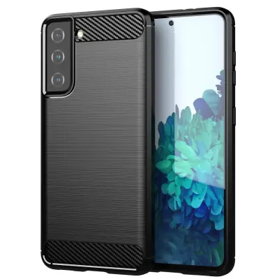 CADORABO Samsung v brušenem črnem - zaščitnem pokrovu, narejen iz fleksibilnega silikona TPU v videzu iz nerjavečega jekla ogljika