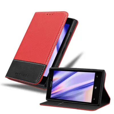 Cadorabo Case, združljiv z Nokia v rdeči črni barvi - zaščitni pokrov z magnetnim zapiranjem, stoječo funkcijo in režo za kartico