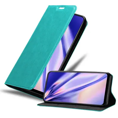 Primer Cadorabo, združljiv z OPPO v bencinski turkiznici - zaščitni pokrov z magnetnim zapiranjem, stoječo funkcijo in režo za kartico