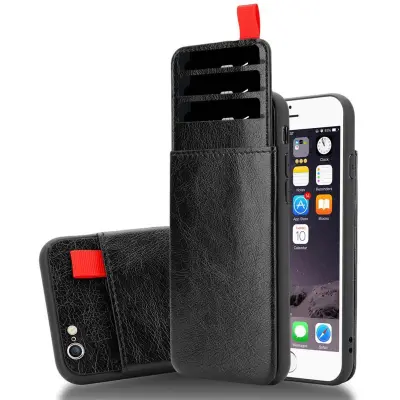 CADORABO Apple v Ebony Black - Zaščitni pokrov iz silikona TPU in imitacijsko usnjeno pokrov, z režami za predal in izvlečeno kartico
