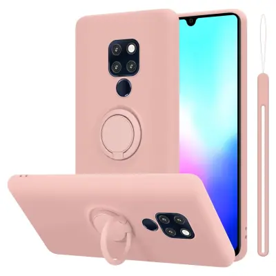 CADORABO Ohišje, združljiv s Huawei v tekoči roza barvi - zaščitni pokrov iz fleksibilnega silikona TPU z obročem