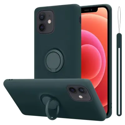 CADORABO Ohišje, združljiv z Apple v tekoči zeleni barvi - zaščitni pokrov iz fleksibilnega silikona TPU z obročem