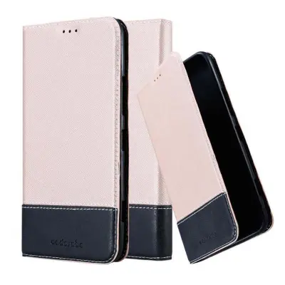 Cadorabo Case, združljiv z Nokia v rose Gold Black - zaščitni pokrov z magnetnim zapiranjem, stoječo funkcijo in režo za kartico