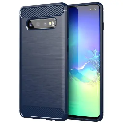 CADORABO Samsung v brušenem modrem - zaščitnem pokrovu, narejen iz fleksibilnega silikona TPU v videzu iz nerjavečega jekla ogljika