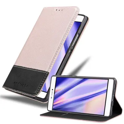 CADORABO Ohišje, združljiv s Huawei v rose Gold Black - Zaščitni pokrov z magnetnim zapiranjem, stoječo funkcijo in režo za kartico