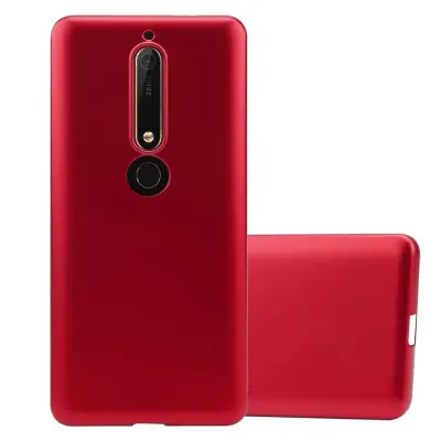 Cadorabo Case, združljiv z Nokia v kovinsko rdeči - zaščitni pokrov, narejen iz fleksibilnega silikona TPU
