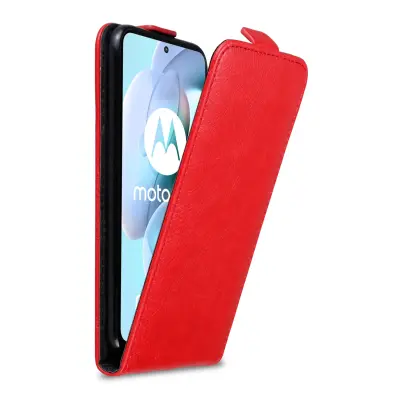 CADORABO Ohišje, združljiv z Motorolo v Apple Red - Zaščitni pokrov v zasnovi Flip z magnetnim zapiranjem