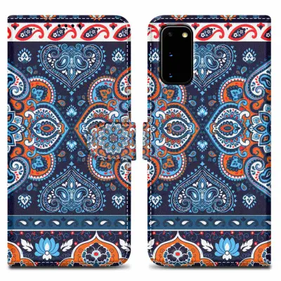 CADORABO Ohišje, združljiv s Samsungom - Design Blue Mandala št. 1 - Zaščitni pokrov z magnetnim zapiranjem, funkcijo stojala in režo za kartico
