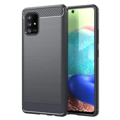 CADORABO Samsung v krtačenem sivem - zaščitnem pokrovu, narejen iz fleksibilnega silikona TPU v videzu iz nerjavečega jekla ogljika
