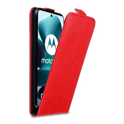 CADORABO Ohišje, združljiv z Motorolo v Apple Red - Zaščitni pokrov v zasnovi Flip z magnetnim zapiranjem