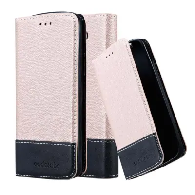 Cadorabo Case, združljiv z LG v rose Gold Black - zaščitni pokrov z magnetnim zapiranjem, stoječo funkcijo in režo za kartico