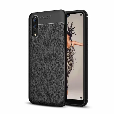 CADORABO CARE, združljiv s Huawei v Deep Black - zaščitni pokrov iz silikona TPU z plemenito imitacijo usnja
