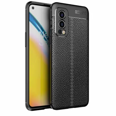 Cadorabo Case, združljiv z OnePlus v Deep Black - zaščitni pokrov iz silikona TPU z plemenito imitacijo usnja