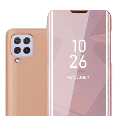 CADORABO CARE, združljiv s Samsungom v Kunzit Pink - prozorno za zaščito z ogledalom z zrcalo z funkcijo stojala 360 stopinj zaščita