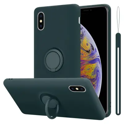 CADORABO Ohišje, združljiv z Apple v tekoči zeleni barvi - zaščitni pokrov iz fleksibilnega silikona TPU z obročem