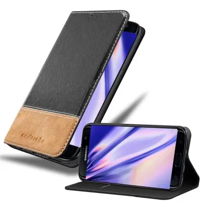 Cadorabo Case, združljiv s Samsungom v črno rjavi barvi - zaščitni pokrov z magnetnim zapiranjem, stoječo funkcijo in režo za kartico
