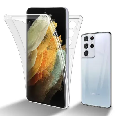 CADORABO Samsung v prozorni - 360 -° zaščitni pokrov celotnega telesa - zaščita pred sprednjim in hrbtom, vsestransko zaščito z zaščitnikom zaslona