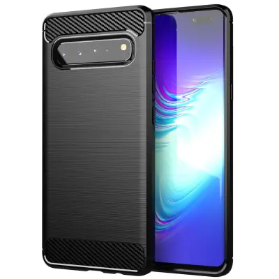 CADORABO Samsung v brušenem črnem - zaščitnem pokrovu, narejen iz fleksibilnega silikona TPU v videzu iz nerjavečega jekla ogljika