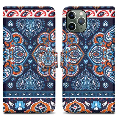 CADORABO Ohišje, združljiv z Apple - Design Blue Mandala št. 1 - Zaščitni pokrov z magnetnim zapiranjem, funkcijo stojala in režo za kartico