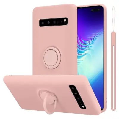 CADORABO Ohišje, združljiv s Samsungom v tekoči roza barvi - zaščitni pokrov iz fleksibilnega silikona TPU z obročem