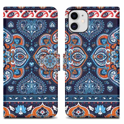 CADORABO Ohišje, združljiv z Apple - Design Blue Mandala št. 1 - Zaščitni pokrov z magnetnim zapiranjem, funkcijo stojala in režo za kartico