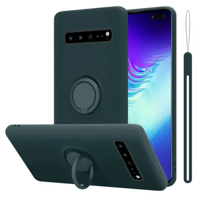 CADORABO Ohišje, združljiv s Samsungom v tekoči zeleni barvi - zaščitni pokrov iz fleksibilnega silikona TPU z obročem