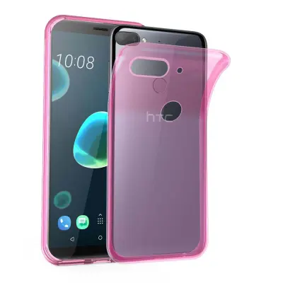 Cadorabo Case, združljiv s HTC v prozorni roza - zaščitni pokrov, narejen iz fleksibilnega silikona TPU