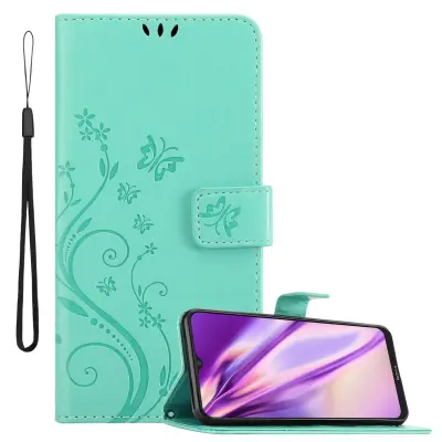 CADORABO Nokia v cvetlični turkizni - zaščitni pokrov pri oblikovanju cvetja z magnetnim zapiranjem, stoječimi funkcijami in režami za kartice