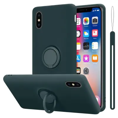 CADORABO Ohišje, združljiv z Apple v tekoči zeleni barvi - zaščitni pokrov iz fleksibilnega silikona TPU z obročem