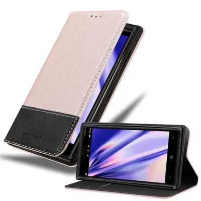 Cadorabo Case, združljiv z Nokia v rose Gold Black - zaščitni pokrov z magnetnim zapiranjem, stoječo funkcijo in režo za kartico