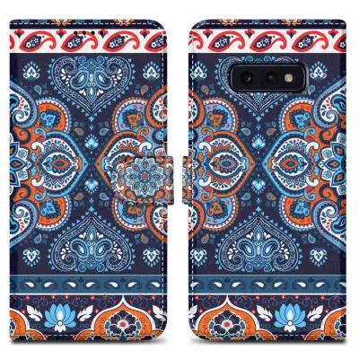 CADORABO Ohišje, združljiv s Samsungom - Design Blue Mandala št. 1 - Zaščitni pokrov z magnetnim zapiranjem, funkcijo stojala in režo za kartico